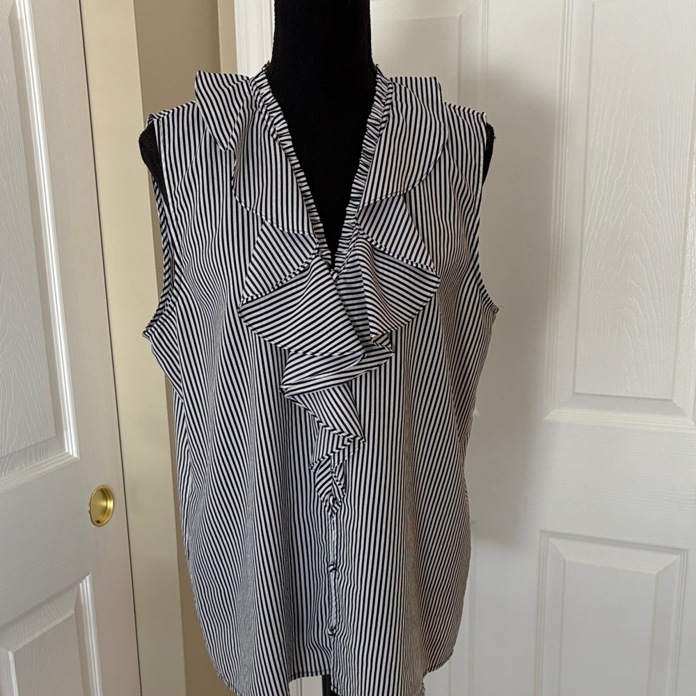 Karl Lagerfeld Striped Ruffle Blouse